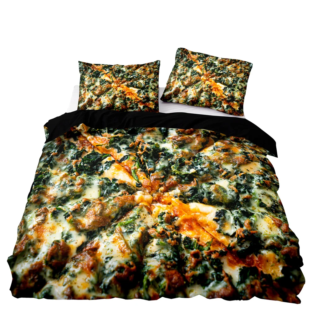 

Комплект постельного белья с изображением вкусной пиццы, изысканный мягкий пододеяльник для двойной королевы, короля, полноразмерный комп...