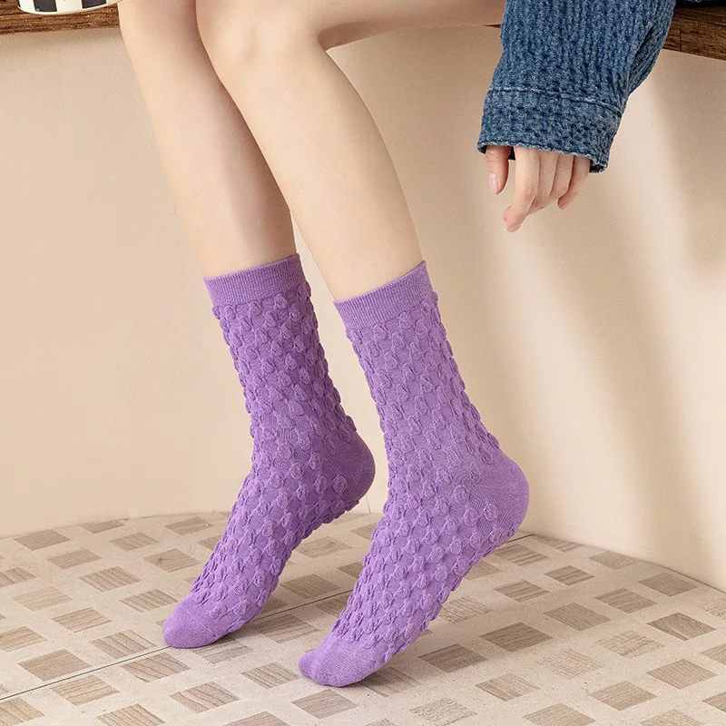 Candy color socks, medium tube, pure cotton, sports stockings, trend net red, spring and autumn bubble socks