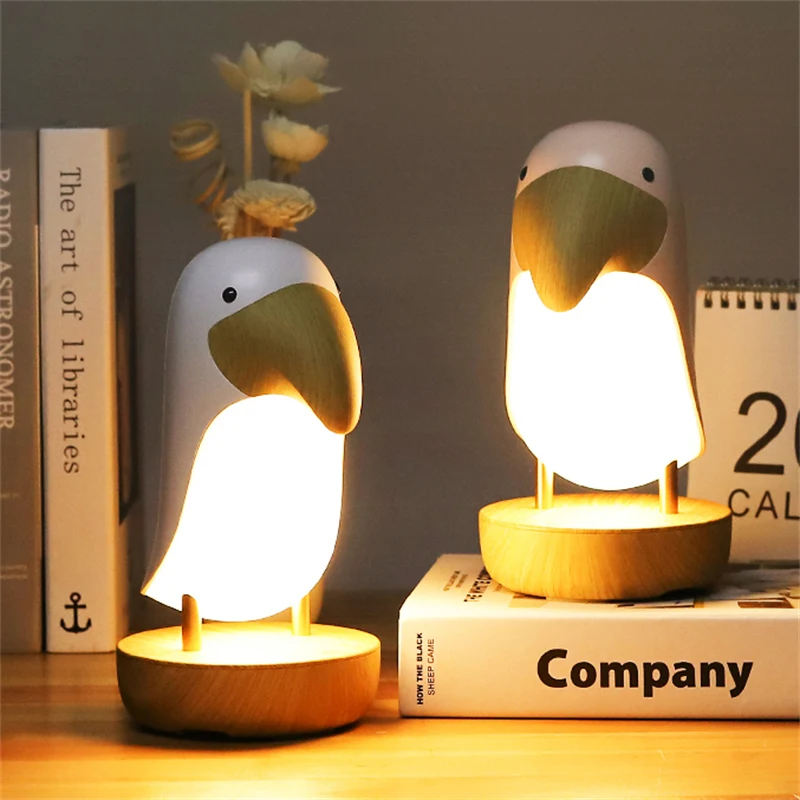 Toucan Bird LED Night Light USB Rechargeable Bedroom Luminaria Table Lamp Dimmable Home Lighting Bluetooth Speaker