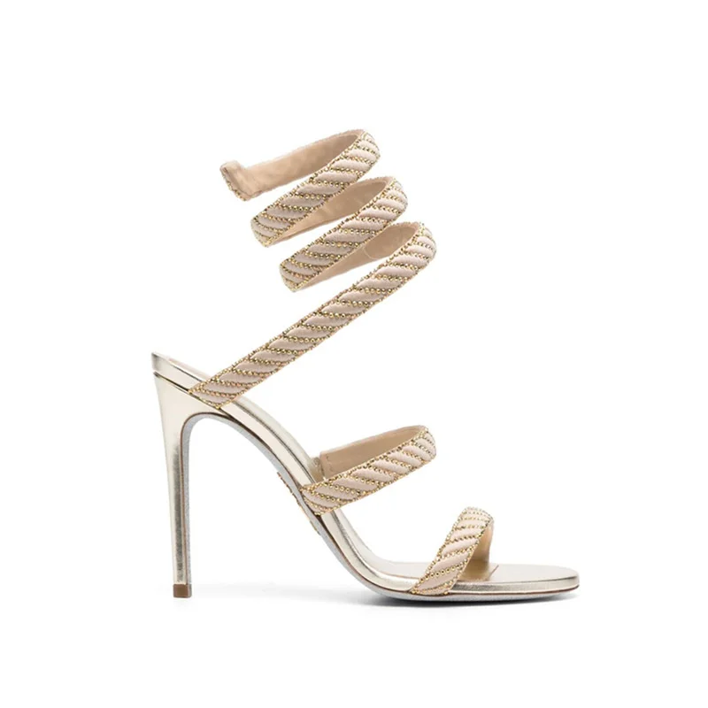 New Spring Summer 2023 Female Sandals Fashion Crystal Sexy Versatile Women Shoes Round Toe Thin High Heels Party Ladies Pumps