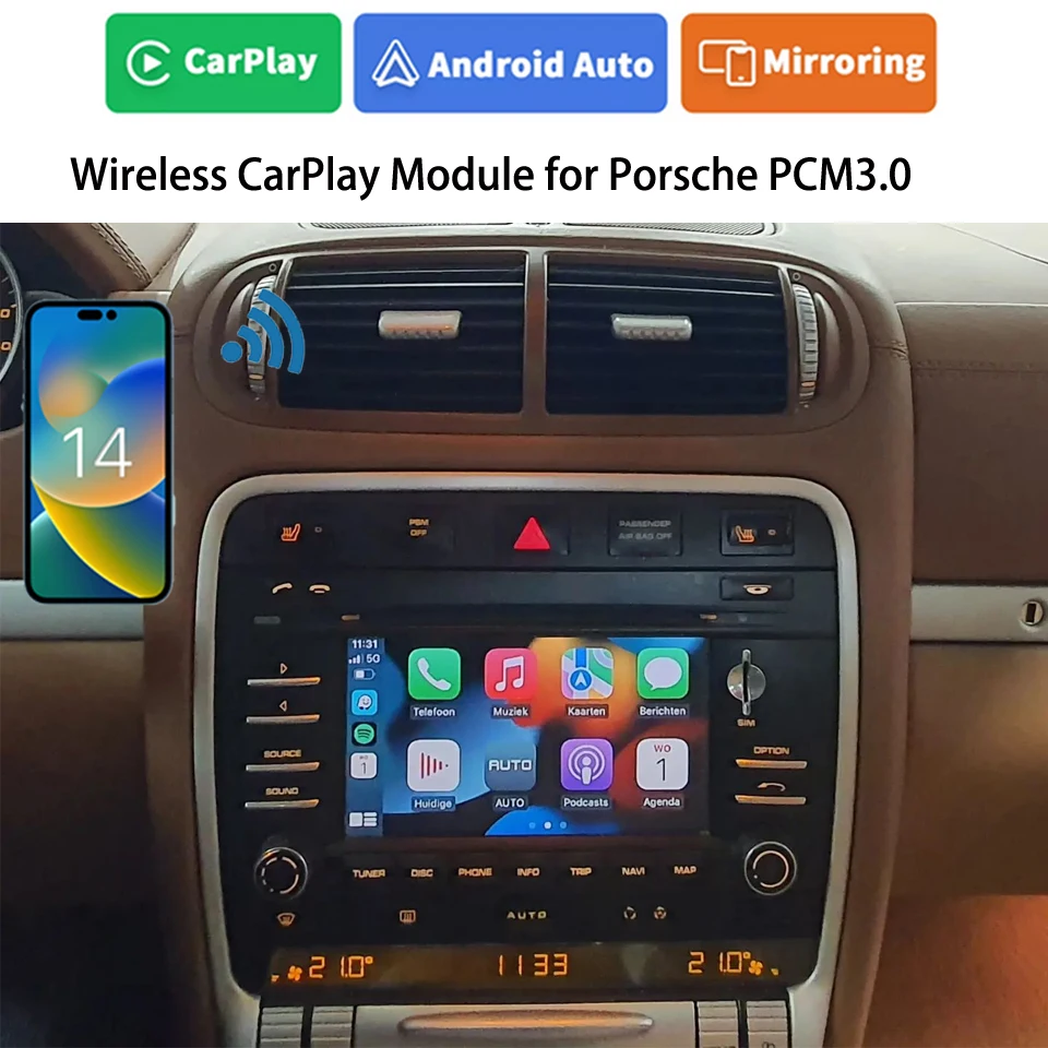 

Беспроводной Смартфон интегрированный Android Car Play для Porsche PCM3 Cayenne Turbo 997 987 с сенсорным управлением OEM