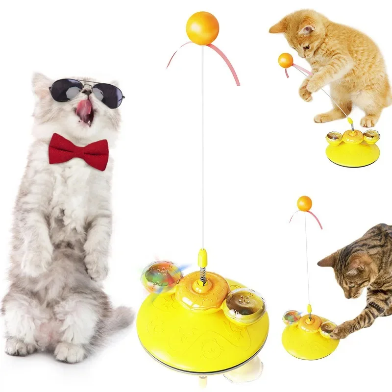 

Pet Cat Fur Ball Cute Cats Teaser Wand Pet Products Toy Dog Kitten Interactive Toys with Suction Cup Scratcher Toy Cat Supplies