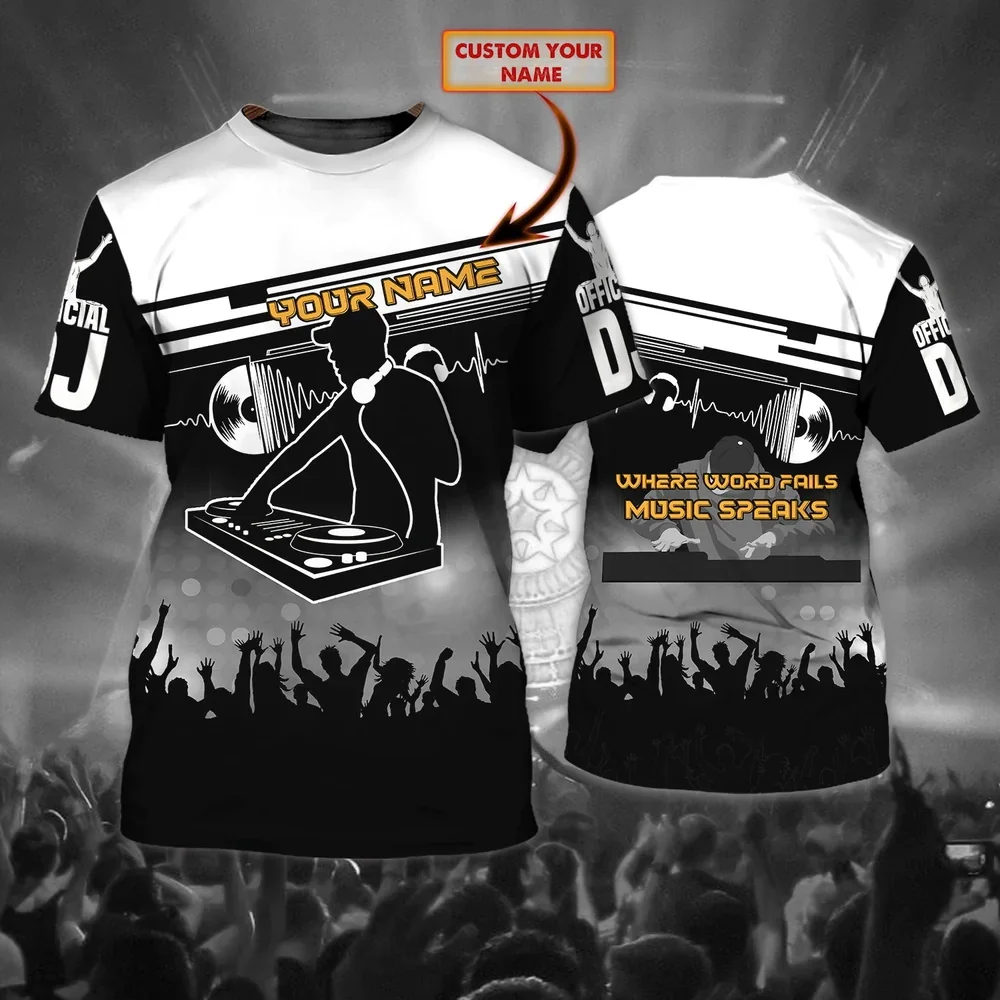 

Футболка мужская музыкальная с 3d принтом, персонализированная рубашка для диджея, дискотеки, топ в стиле унисекс, уличная одежда в стиле хип...