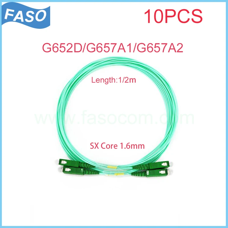 

10 штук 1/2m SC/APC SX Core monomode 1,6 мм, шнур для волокон optiques G652D/G657A1/G657A2 Aqua LSZH veste