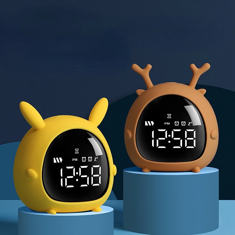

Creative Intelligent Student Alarm Clock USB Charging Voice-activated Desktop Digital LED Clock Countdown Cartoon Child clock