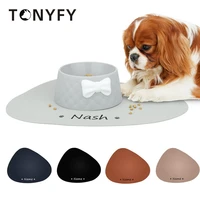 pet dog feeder pad leather waterproof dogs bowl mat free custom name water mats easy clean for dogs cat drinking bowls placemat