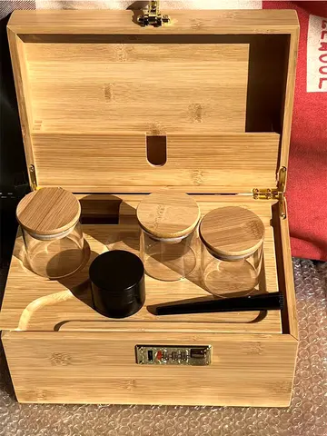 Деревянная коробка, набор для хранения табака с 3 банками + 50 мм измельчитель для трав + 1 конусная трубка