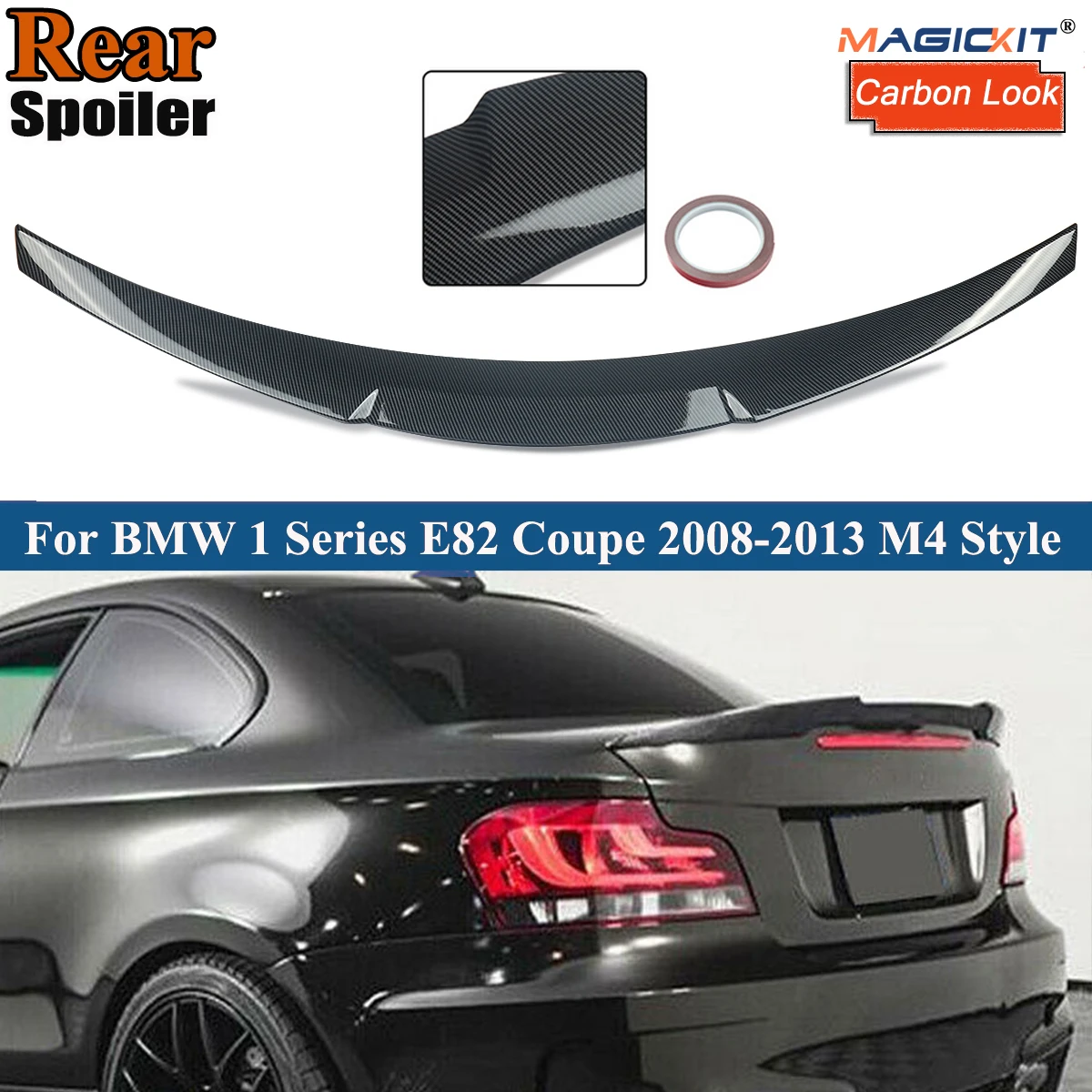 

M4 Style E82 Spoiler Rear Tail Trunk Wing For For BMW 1 Series COUPE 2007-2013 116i 118d 120i 130i 2007-2013