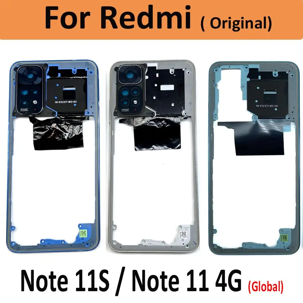 

Оригинал для Xiaomi Redmi Note 11S / Note 11 4G рамка Лицевая панель рамка с боковой кнопкой запасные части