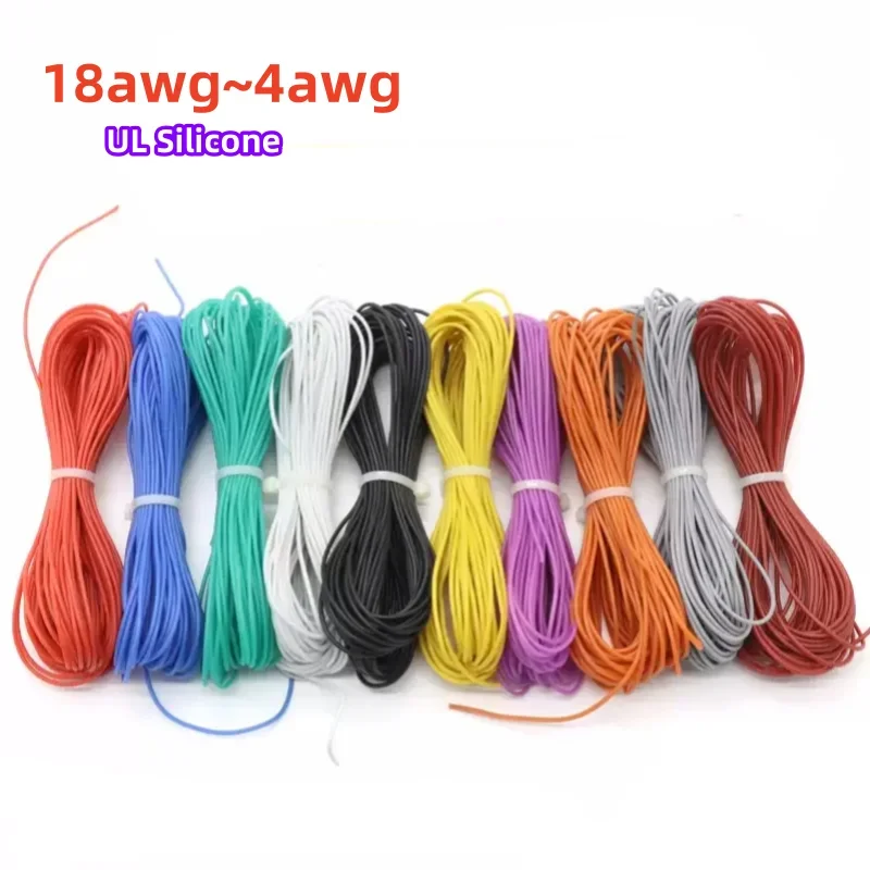 

Силиконовые провода 1 м, электронный провод 4AWG - 18AWG AWG, устойчивый к высоким температурам кабель из луженой меди