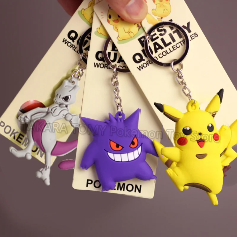 

Брелок для ключей с персонажами аниме, покемоном, Пикачу, гэнгар, Mewtwo, брелок с подвеской в виде фигурок, сумка, кольцо для ключей, подвеска, подарки для детей, подарок на день рождения