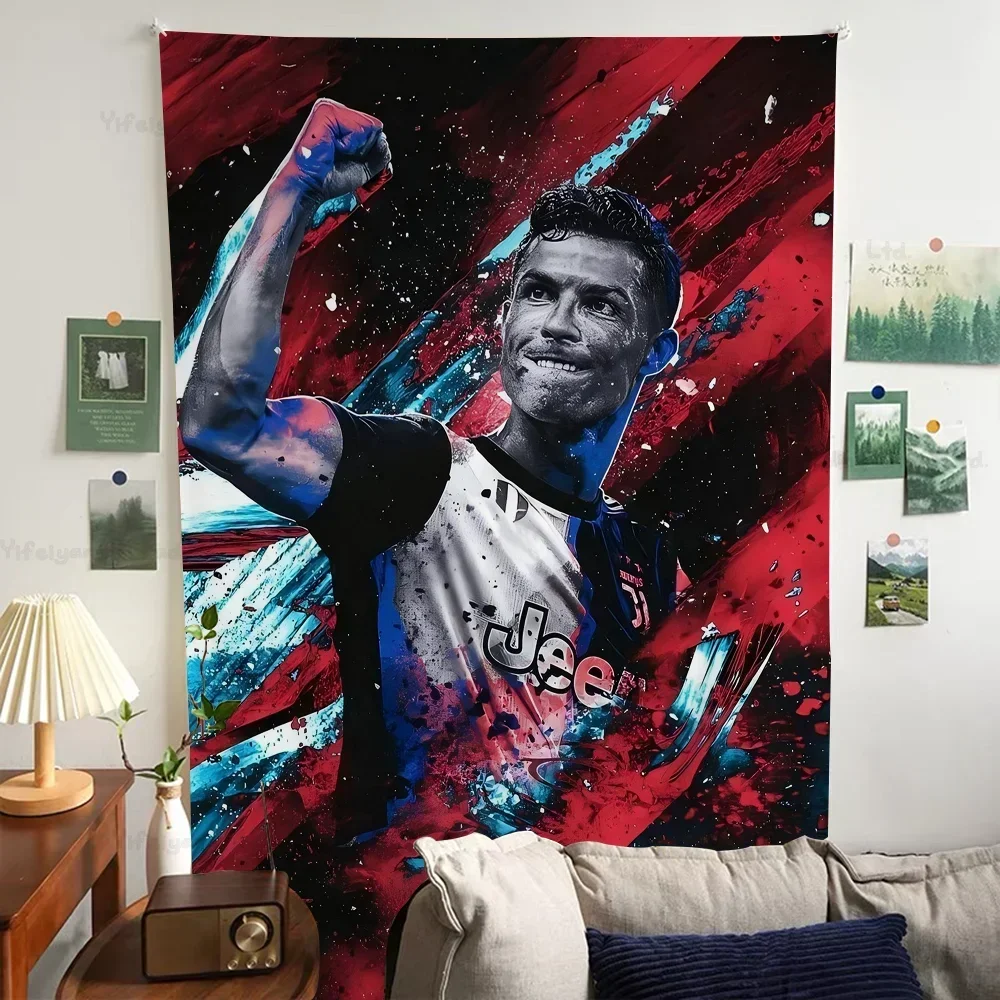 Фото Португалия Супер Футбольная Звезда CR7 Криштиану Роналду Висящий Богемный Гобелен Таро Хиппи Настенные Коврики Общежитие Настенный Домашний Декор №3