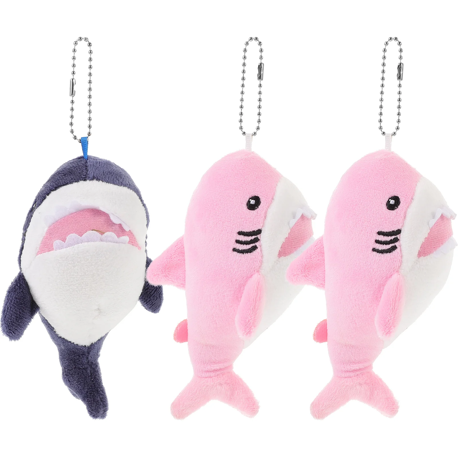 

3 Pcs Keychains Car Pendants Backpack Charms Purse Cartoon Shark Decorative Bag Fluffy Baby