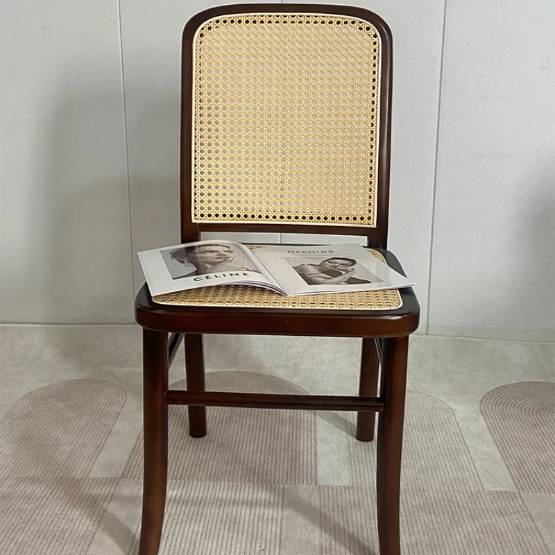 

Modern Wooden Rattan Dining Chairs Household Backrest Minimalist Creative Dining Chairs Design Eetkamerstoelen Furniture WZ50DC