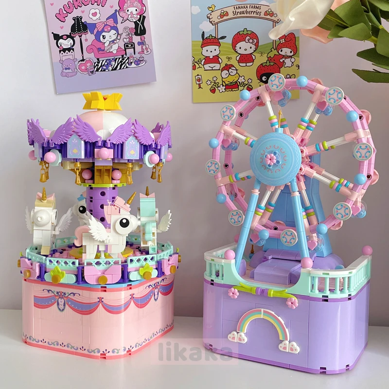 Строительные блоки креативная музыкальная шкатулка модель мини-блоки игрушки