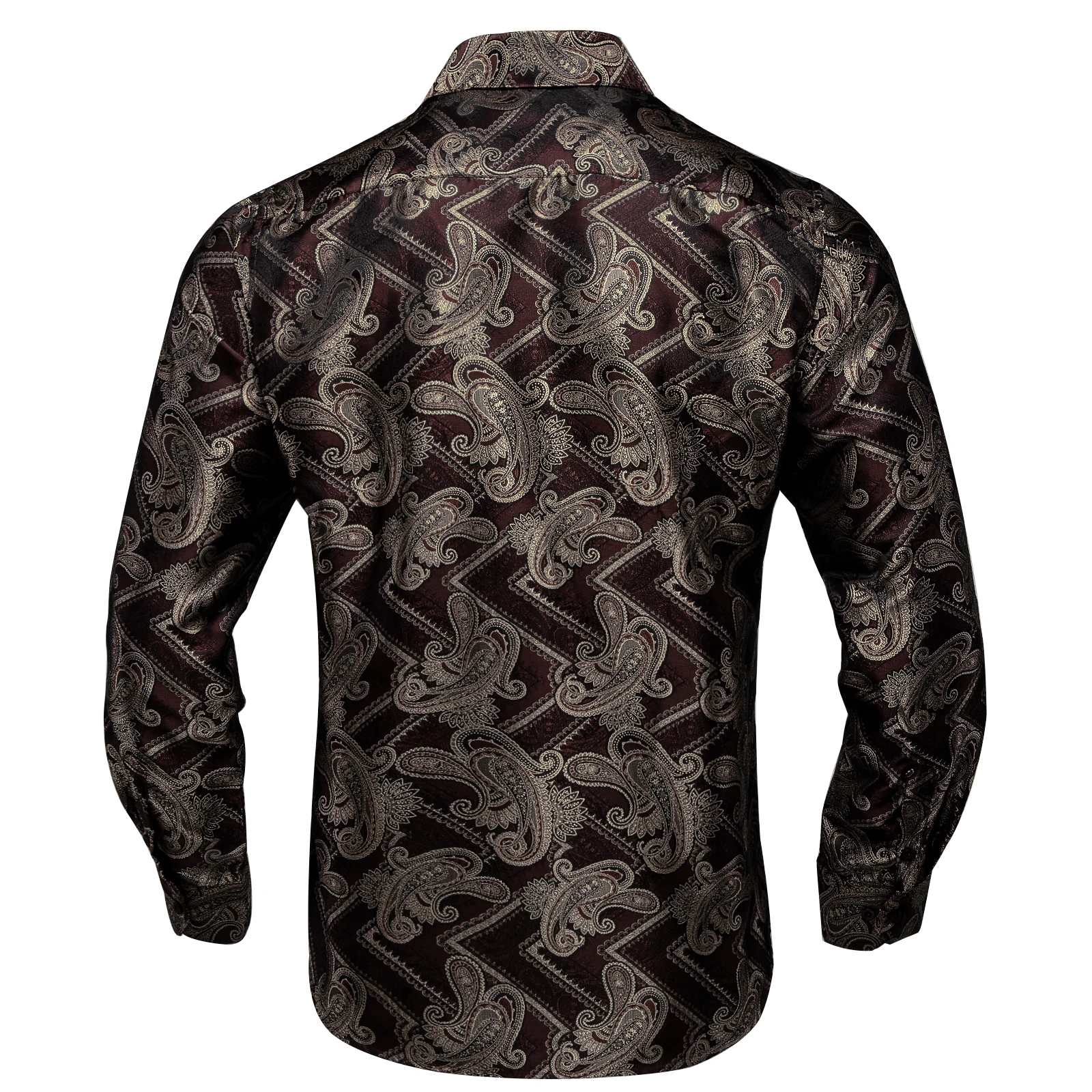 Classic Gray Shirt For Man Spring Fall Long Sleeve Causal Men's Shirt With Collar Pin Fashion Male Wears Paisley Floral Clothing