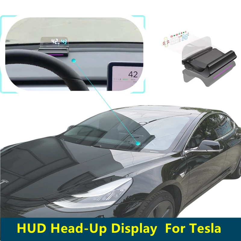 

Автомобильный дисплей OBD GPS HUD, дисплей на лобовое стекло, автомобильные аксессуары, Цифровые Автомобильные аксессуары для Tesla Model 3 Y S X
