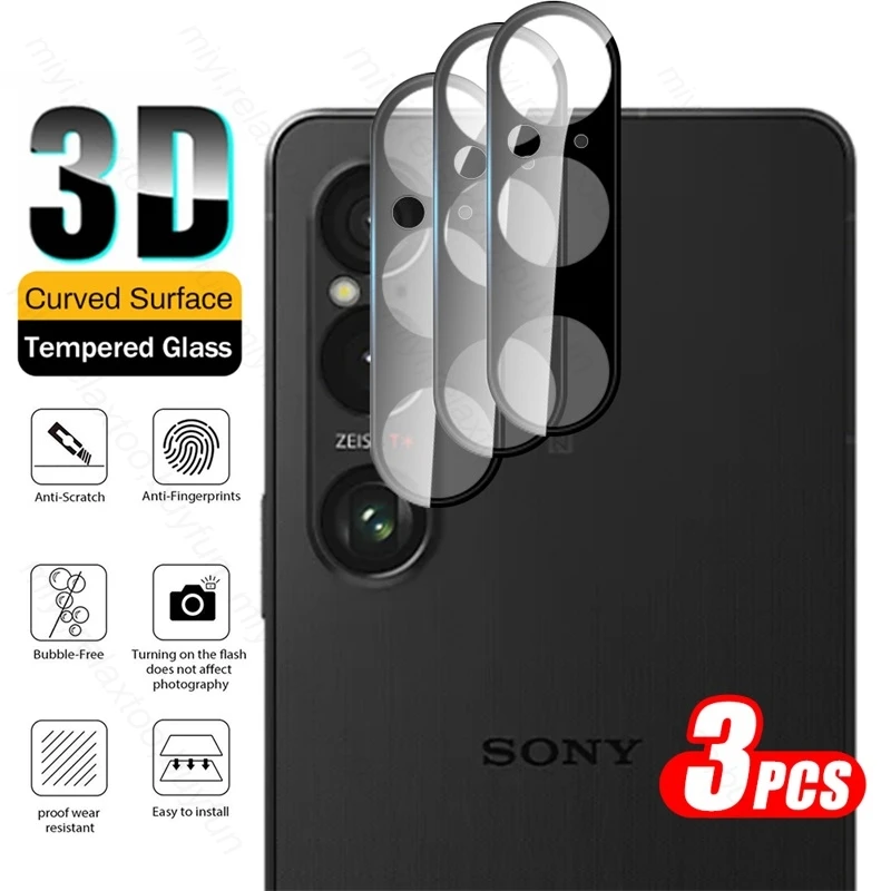 Для Sony Xperia 1 VI 5G Case 3 шт 3D изогнутая Защита объектива камеры закаленное стекло Xperia1VI