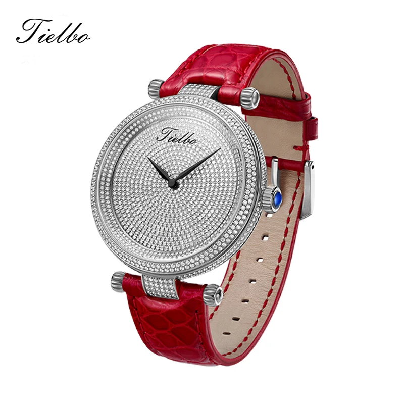 TIELBO Аутентичные швейцарские кварцевые часы для женщин водонепроницаемые
