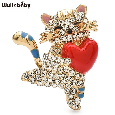 Wuli&baby брошь сердце кошка