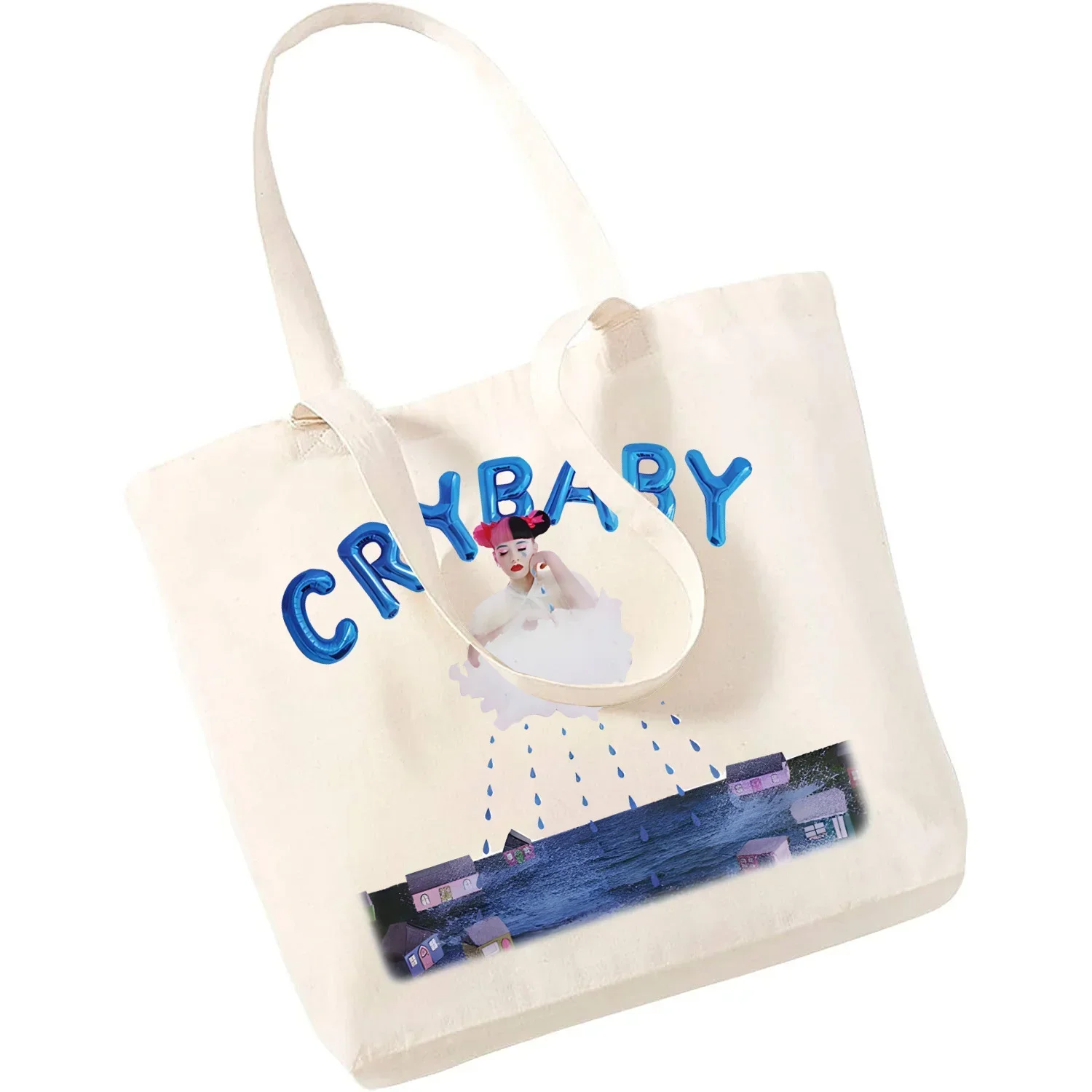 Сумка-тоут женская холщовая портфель с рисунком певицы и музыки шоппер на плечо