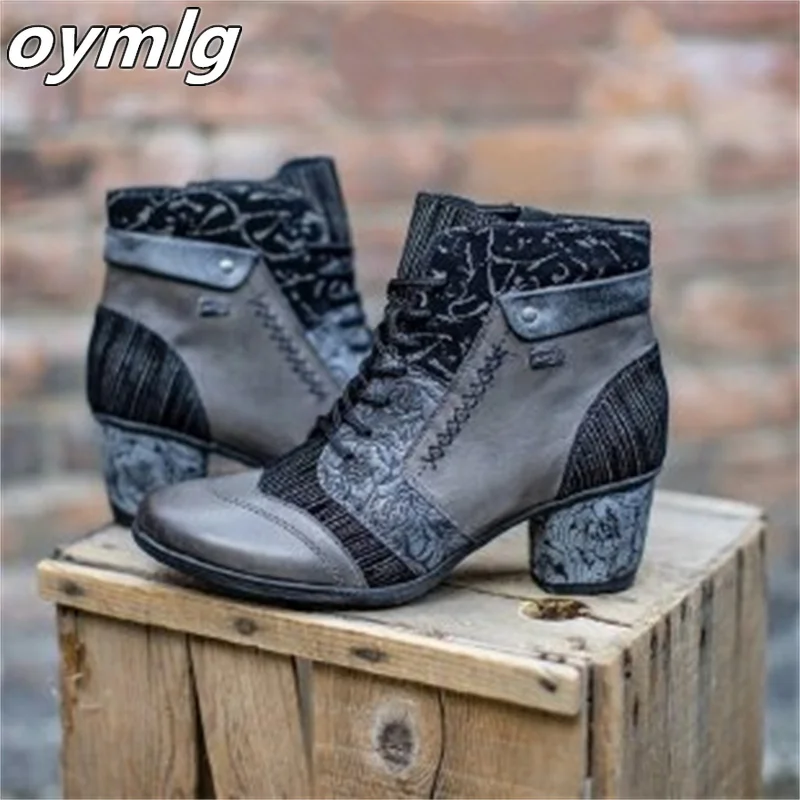 

2022 autumn and winter fashion trend boots round toe low top low heel thick heel front lace Martin boots fashion boots