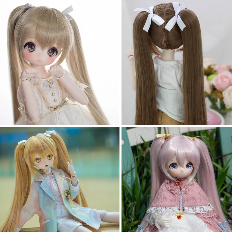 

Детская игрушка D03-P237 BJD DD SD MSD 1/3 1/4 1/6 аксессуары для куклы парик прямые волосы двойной хвост 1 шт.