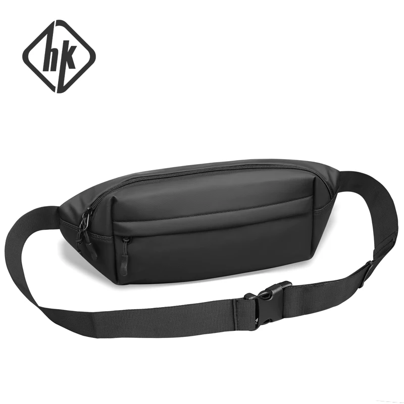 HK Street Fashion Crossbody Bag Men PU Material Chest Bag For Male New All Match Party Bag For Man Casual Men's Waist Pack Bag