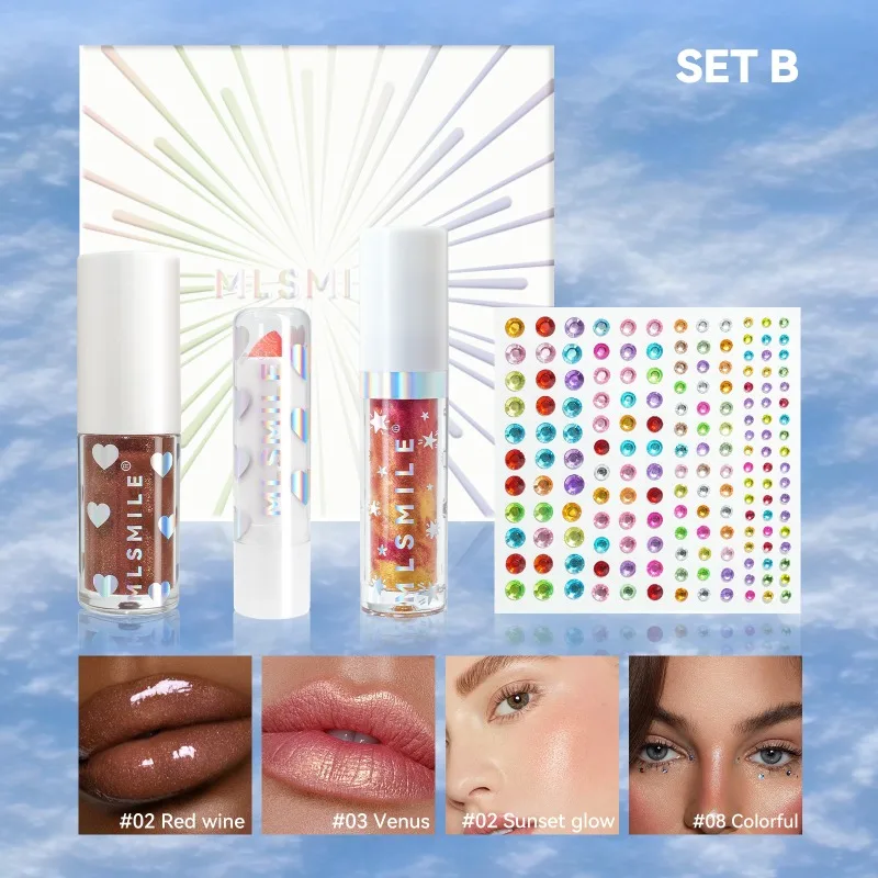 Набор помад MLSMILE румяна подарочная коробка перламутровый водостойкий жидкий
