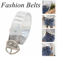 2styles 5colors cute round square heart shape metal pin buckle clear belt girl dress decorative transparent waistband 105 110cm
