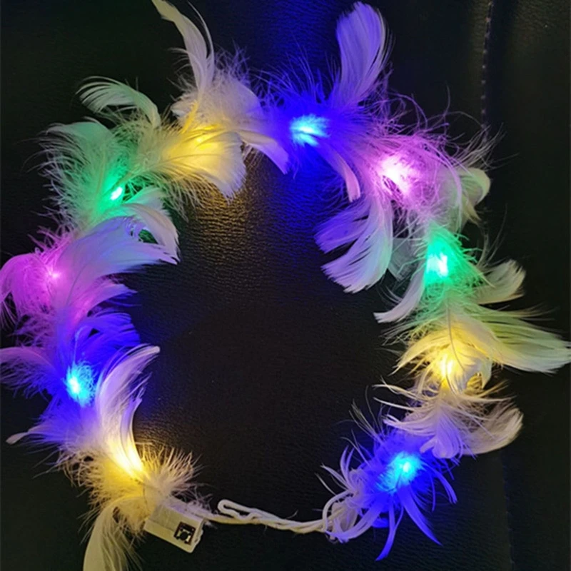 Светодиодный ная головная повязка в виде пера светящаяся для принцессы