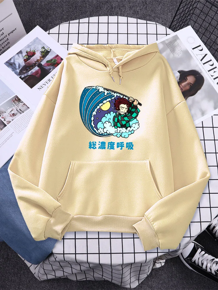 

Толстовка женская с капюшоном, Повседневный пуловер с карманами, рассекающий демонов, водяное дыхание, черепаха, звезд, МОМ, Повседневная те...