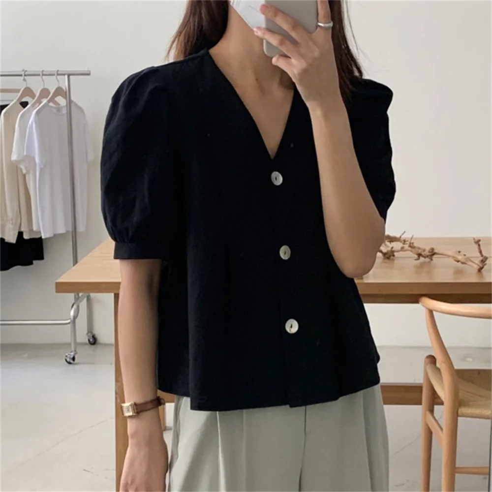 

Alien Kitty Summer V-Neck Cardigans Women Shirts 2022 Sweet Cute Girls Solid New All Match High Street Office Lady Slim Tops