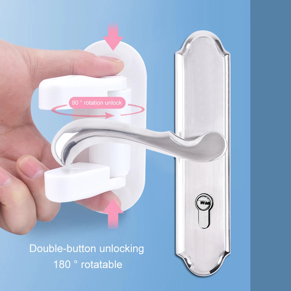 

Plastic Baby Safety Lock Pastable Door Lock Limiter Eco-Friendly Durable BPA Free Double-Button Switch for Housewear Furnishings