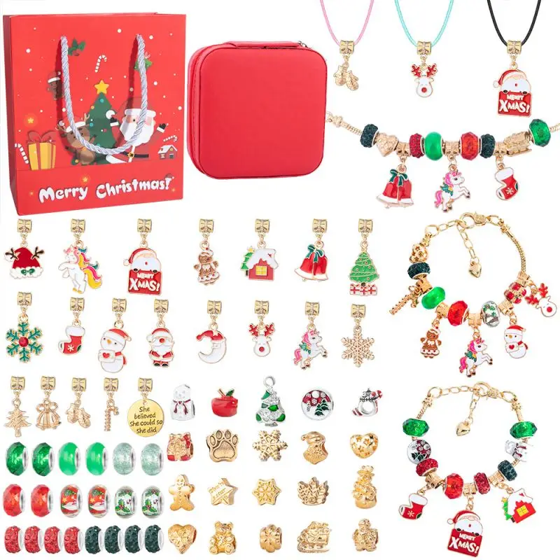 

Christmas Bracelets Making Set Creative DIY Charm Barcelets Beads Set For Jewelry Making Pendant Accessories DIY Chrisatms Gifts