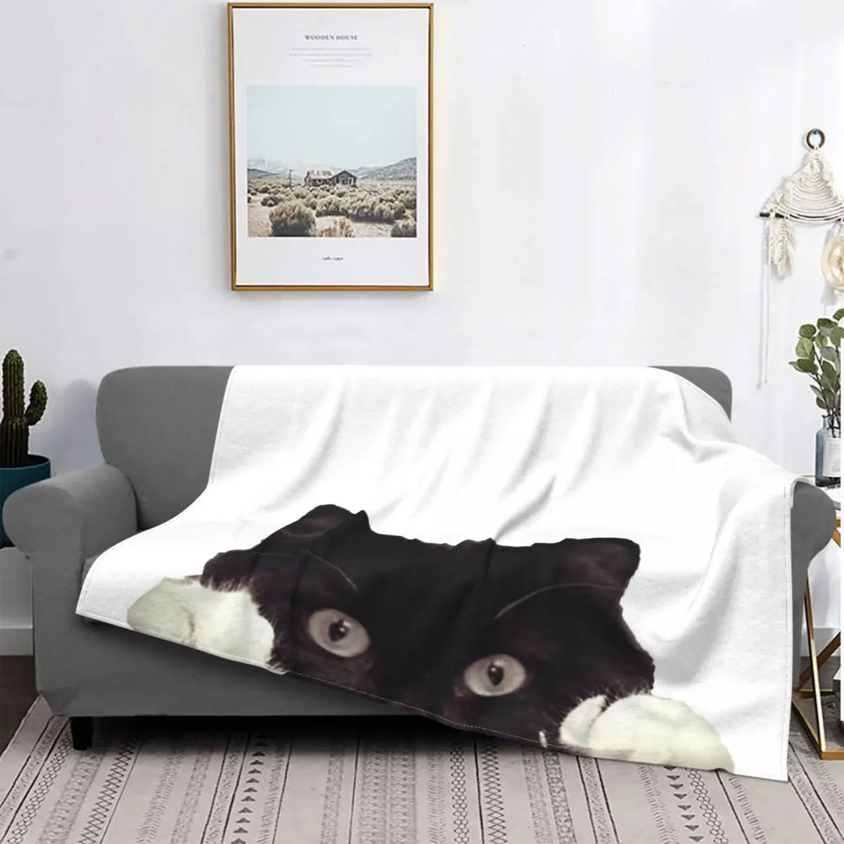 

Peeking-Manta de gato para cama, manta a quadros, manta de пикник, manta ponderada