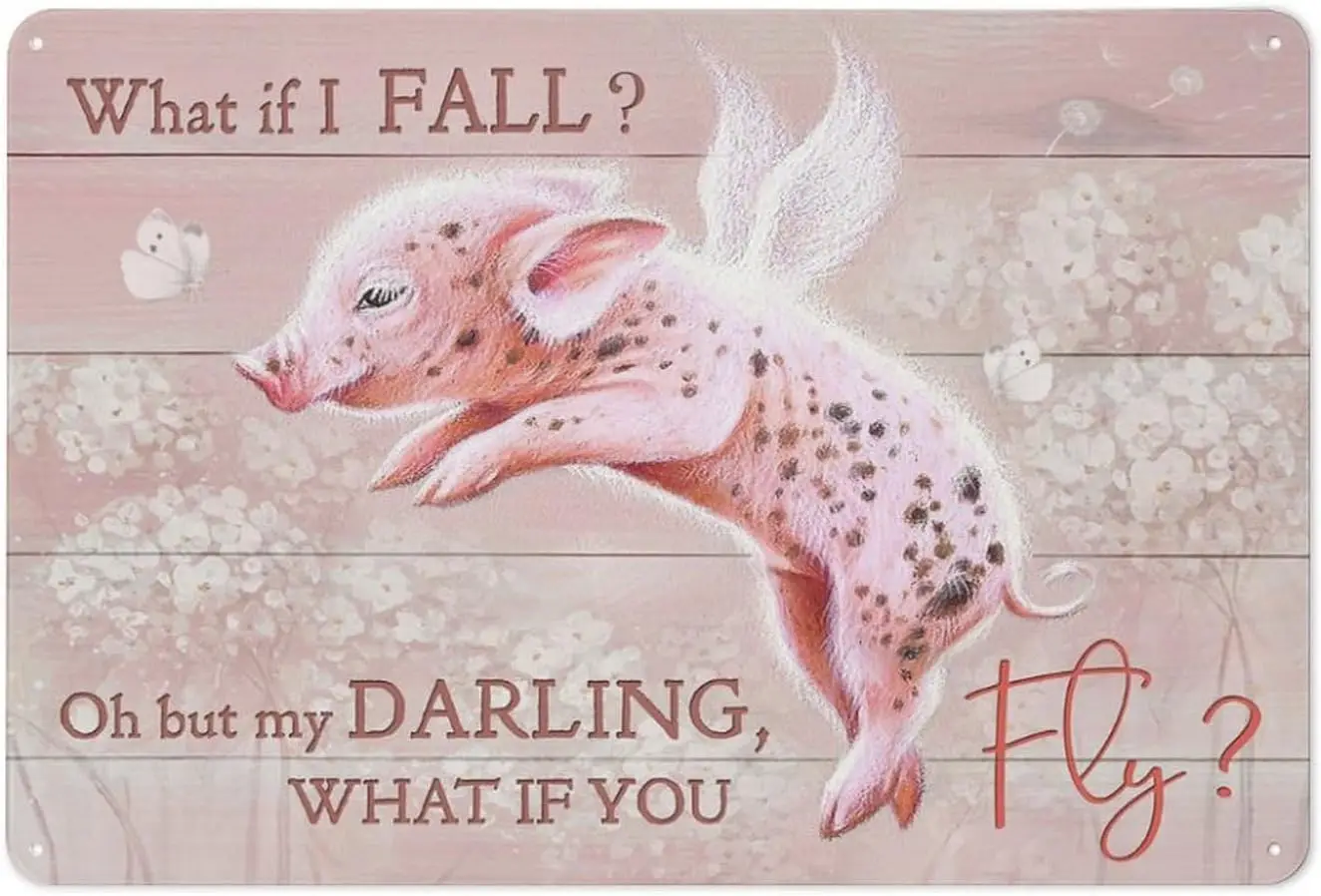 Mocozim металлический жестяной знак Ретро Декор для стен Летающая розовая свинка