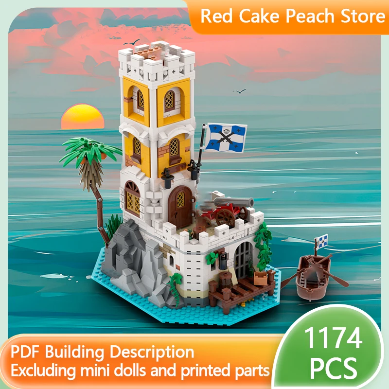 Модель Street View MOC строительные кирпичи пиратский остров часовая башня модульная