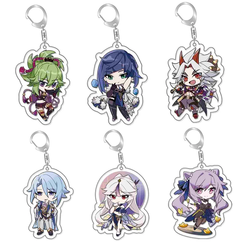 

20Pcs Genshin Impact Acrylic Keychain Raiden Shogun Kaedehara Kazuha Yoimiya Arataki Itto Figure Pendant Keyring Jewelry Gift