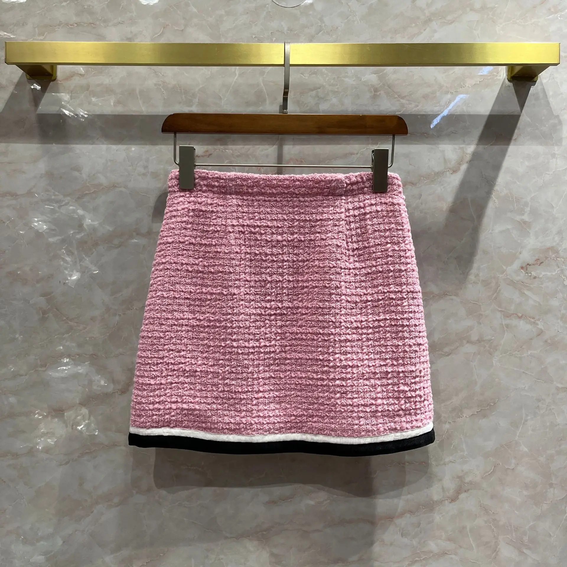 Осеннее Женское пальто из твида розового цвета в французском стиле C655 |