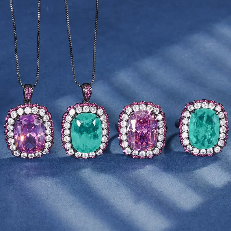 Регулируемое кольцо с цветком сияющие розово-зеленые драгоценные камни