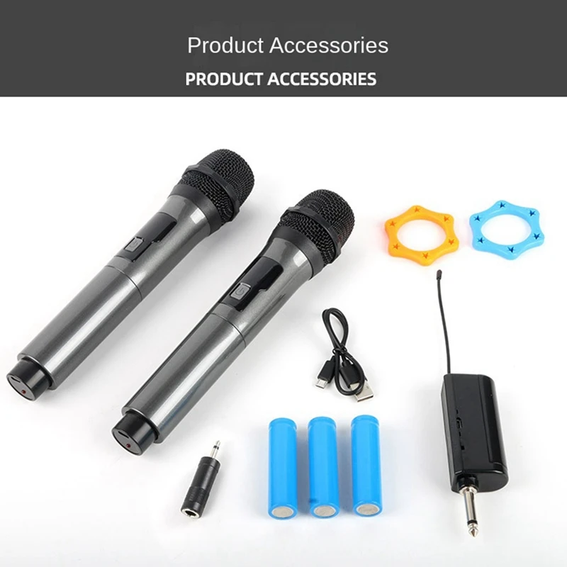 WN043 Wireless Microphone 2 Channels UHF Fixed Frequency Handheld Mic Karaoke Professional Church Show Meeting