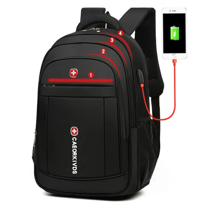 

Fashion Men's Backpack Oxford Cloth Black Waterproof USB Computer Bag Men's and Women's Travel Leisure Backpack Back Pack Bags