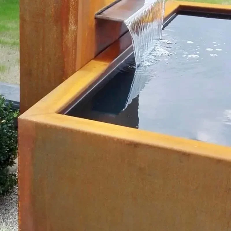 Современный пейзажный дизайн укороченный стальной фонтан-водопад укороченная