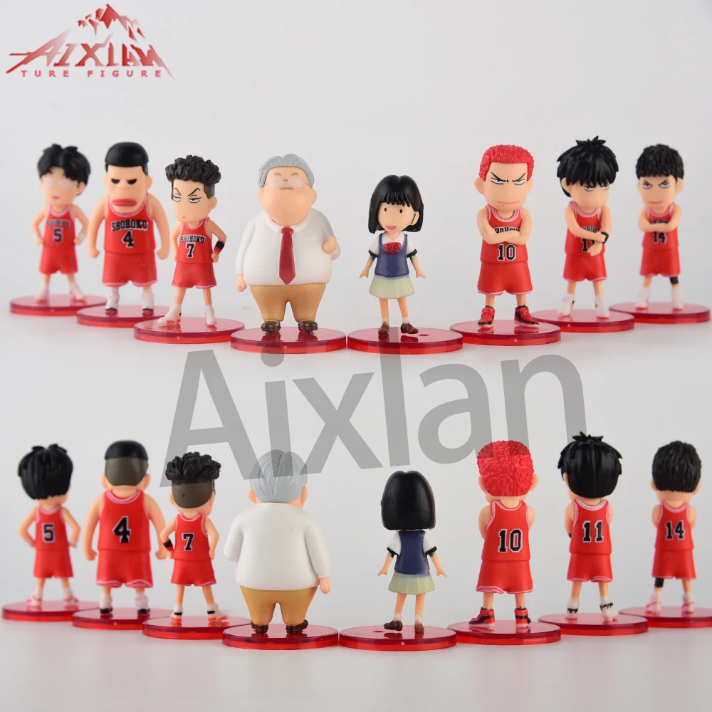 

7CM Car Telephone Number Plate SLAM DUNK Sakuragi Hanamichi Figures Rukawa Kaede Akagi Takenori Mitsui Hisashi Model Toys 8pcs
