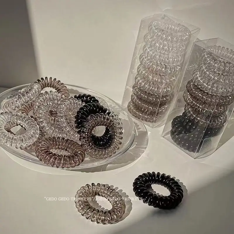 

9 Bagged Telephone Lines Hair Loop Gradually Gray Ins Head Girl Heart Tie Hair Fresh Rope Leather Band Hair Accessories