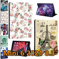 tablet stand cover case for ipad mini 6 8 3inch 2021 a2567a2568a2569 pu leather oldimage pattern shockproof ipad mini 6 covers