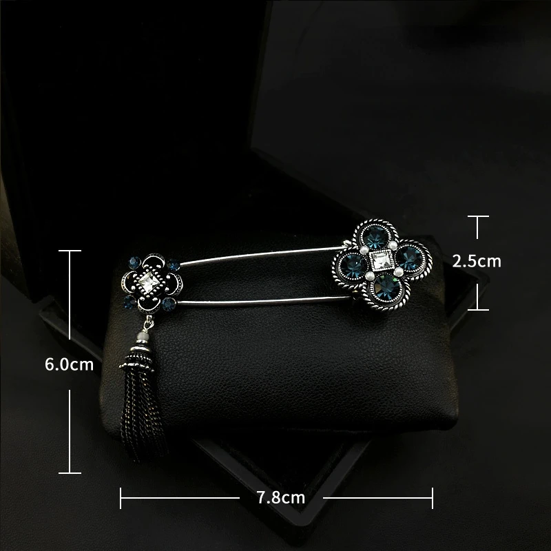 Upscale Retro Tassel Big Pin Korean Luxury Brooch Women Elegant Scarf Buckle Shawl Buckle Corsage Accessories Rhinestone Jewerly