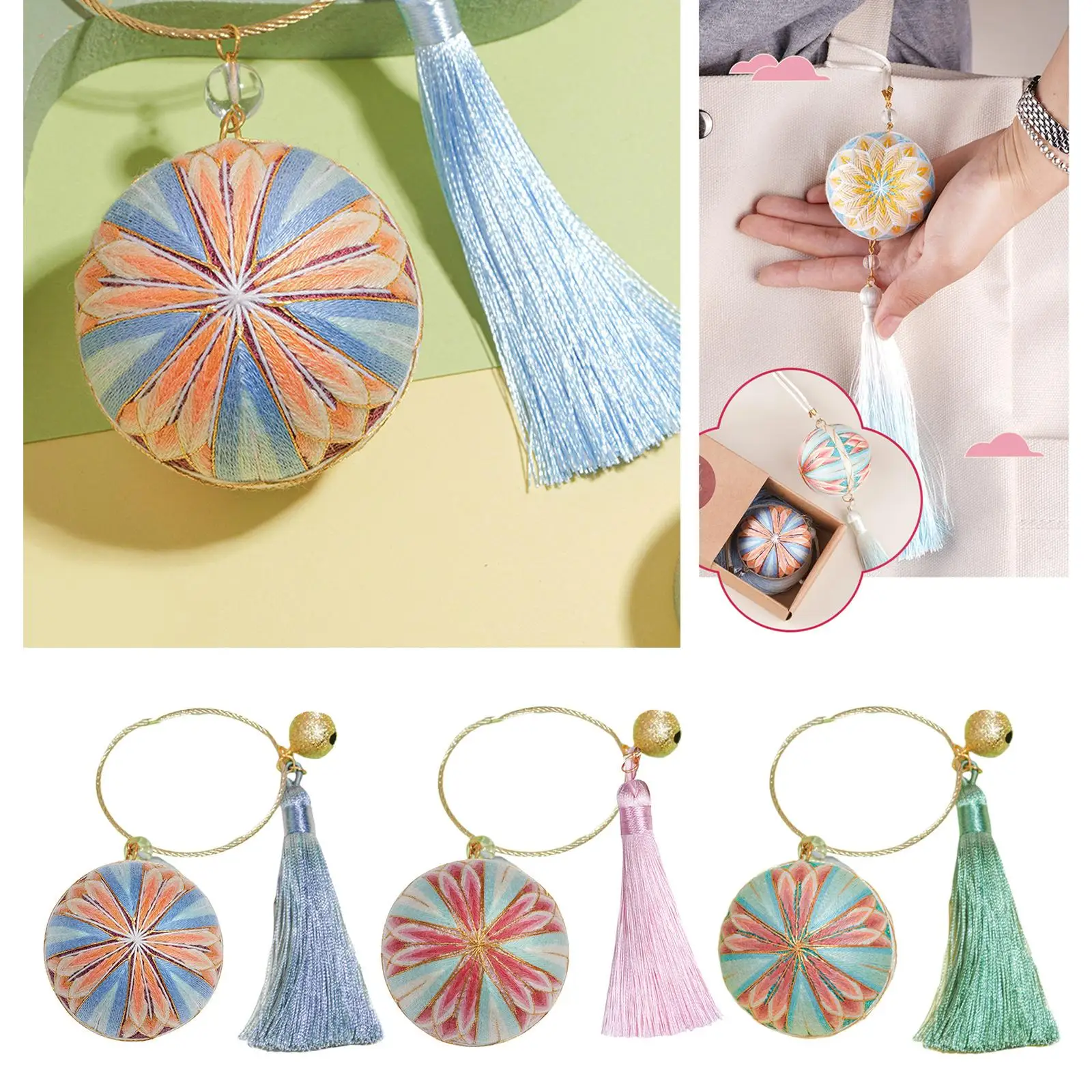 

Temari Ball Embroidery DIY Handbag Hanging Thread Small Ball for Women Girl
