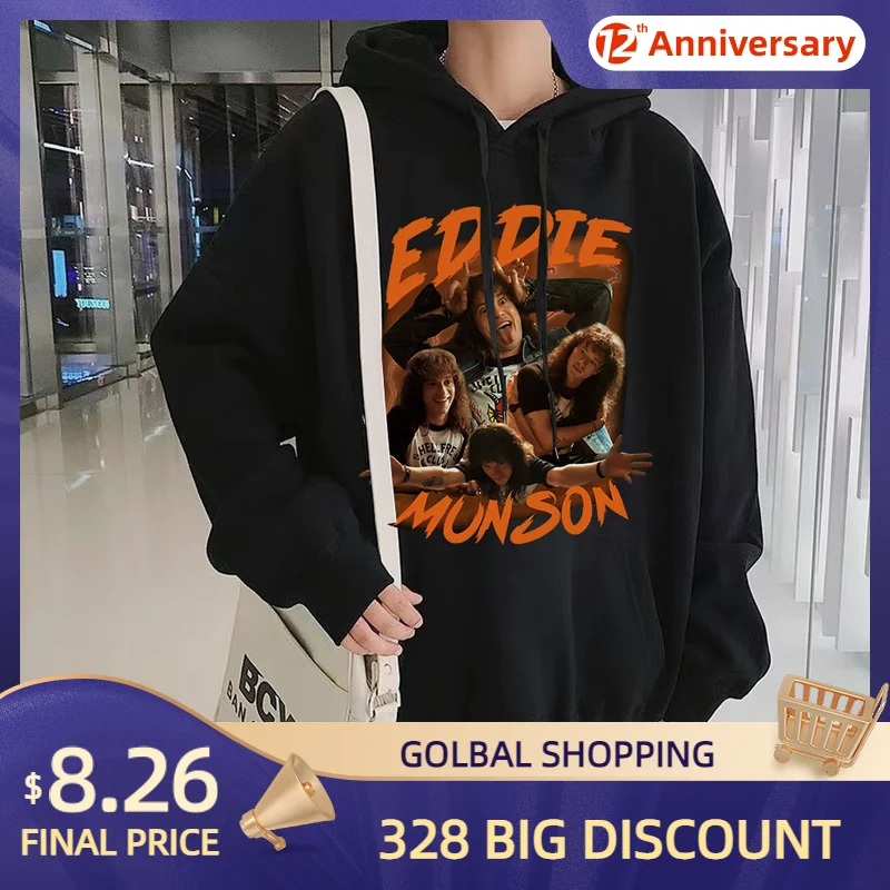 Stranger Things 4 Eddie Munson Graphics Popular Hoodie Trend Design Cotton Fashion Sweatshirt Harajuku Unisex Vintage Pullover